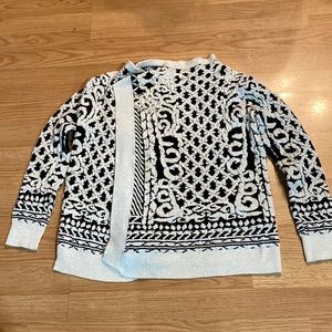Beulah style black and white with glittery thread sweater